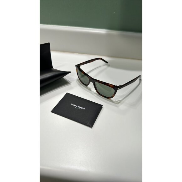 Saint Laurent 58mm Cat Eye Sunglasses Havana Green - Picture 4 of 10